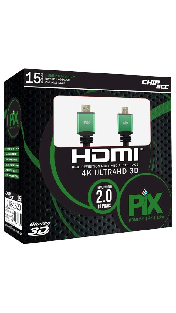 CABO HDMI X HDMI 15 METROS 2.0 HDR 4K 19 PINOS